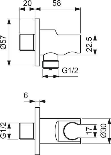 Ideal Standard Idealrain Στήριγμα Ντουζ Black
