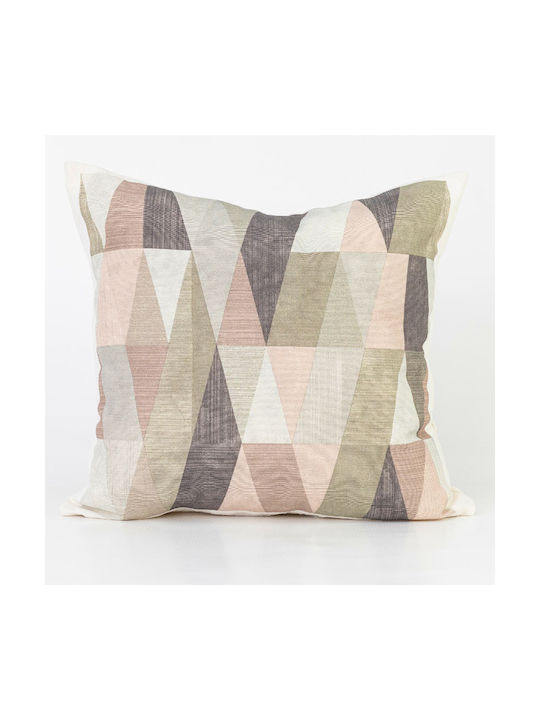 Borea Decorative Pillow Case Printed 44 100% Cotton Beige 45x45cm