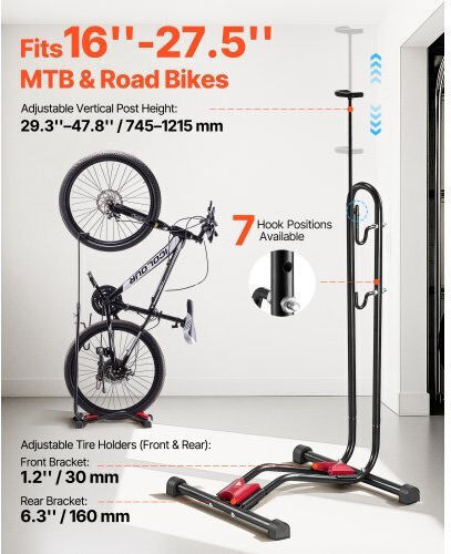 Vevor Bike Storage Floor Bike Rack 16 To 27.5 Inch Mountain & Road Bikes