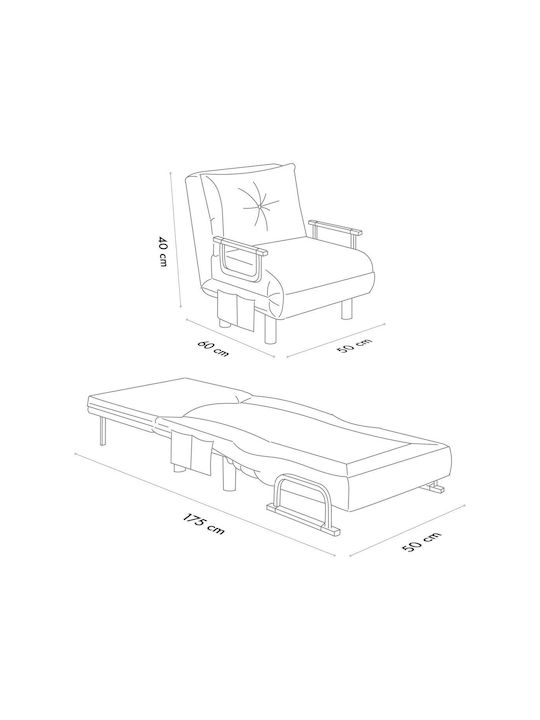 Sento Single Armchair Bed Cream 50x40x60cm
