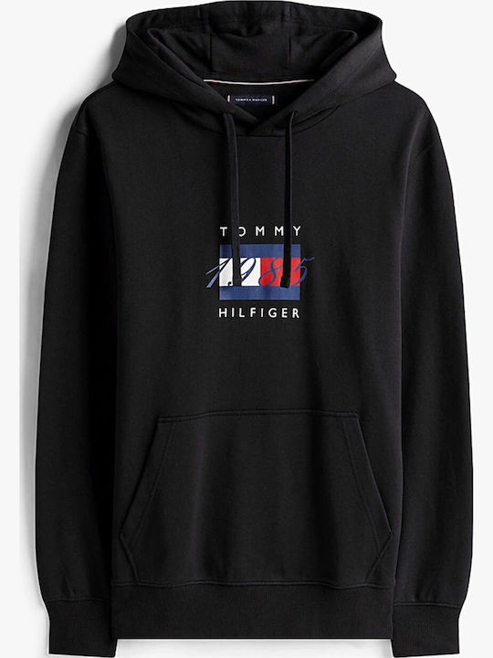 Flag Sweatshirt with Hood Black
