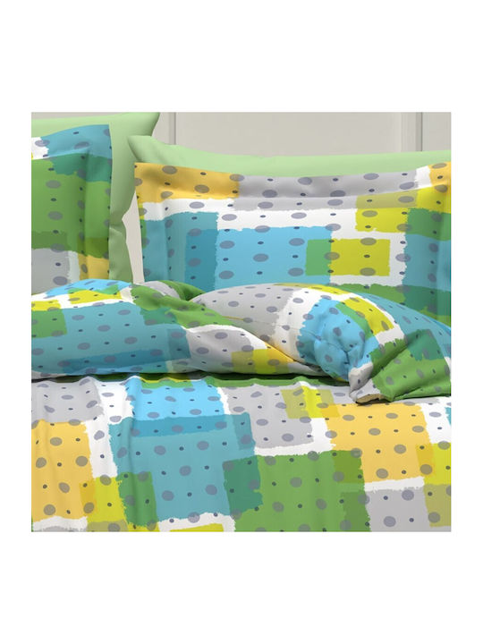 Pucioasa Set Husă de Pilotă Bumbac Single cu Față de Pernă & 1 Cearsaf 160x200 Multicolored