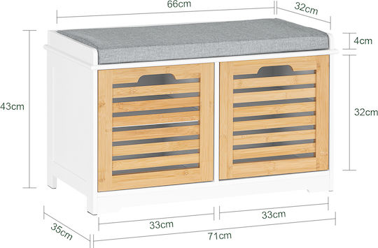 Entry Furniture with Bench White 71x35x43cm