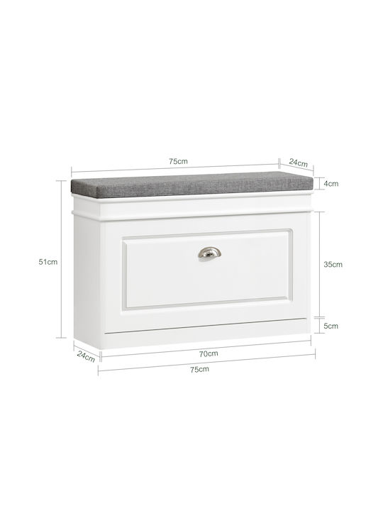 Mobilier de Intrare cu Bancă Alb 75x24x51cm