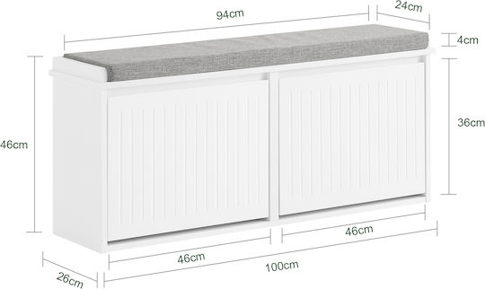 Έπιπλο Εισόδου με Παγκάκι Λευκό 100x26x46εκ.