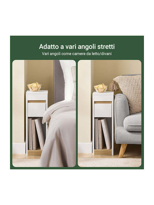 Wooden Bedside Table White 20x35x60cm