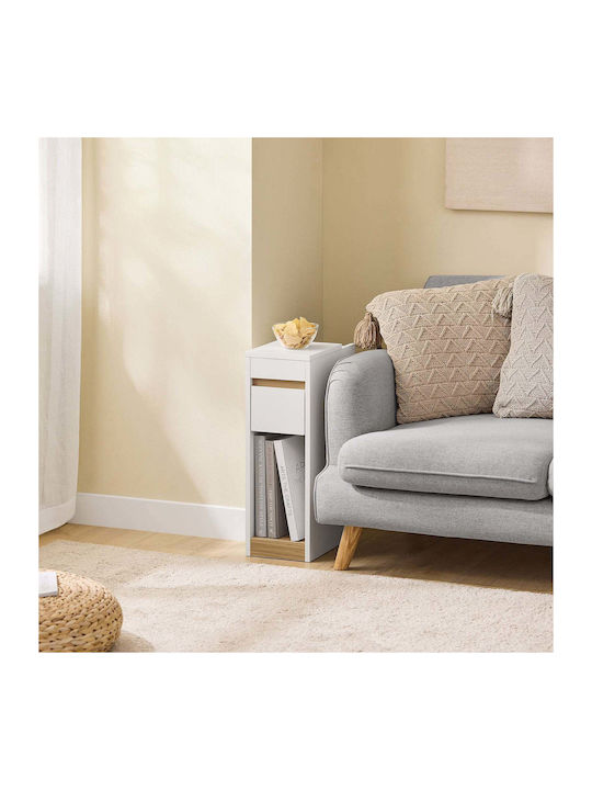 Wooden Bedside Table White 20x35x60cm