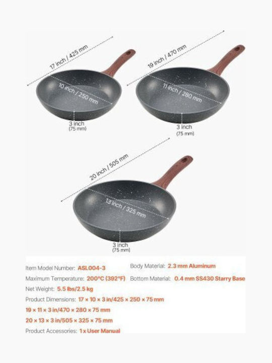 Vevor Aluminum Pans Set with Non-stick Coating 3pcs