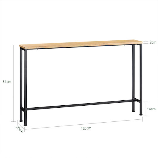 Конзолна маса от Дърво & Метал Black Wood Д120xШ20xВ80cm