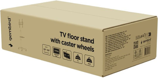 Gembird TVS-55T-03-W Βάση Τηλεόρασης Δαπέδου έως 55" Λευκό