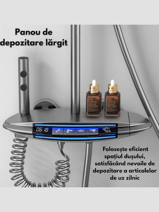 Coloană De Duș Cu Mixer De Cadă Argintie Reglabilă