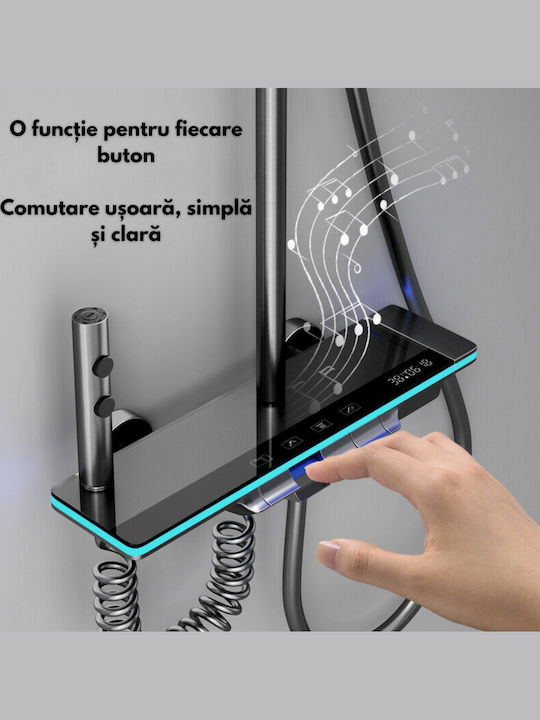 Verstellbare Duschsäule mit Wannenbatterie Schwarze