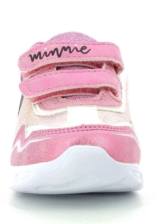 Minnie Mouse Παιδικά Sneakers με Σκρατς & Φωτάκια Ροζ