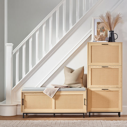 Mobilier de Intrare cu Bancă Natural & Grey 110x40x49cm