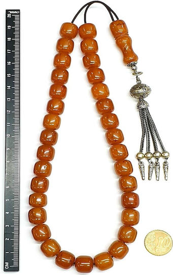 Roloi Komboloi Resin Worry Beads with 33 Beads Honey 39cm