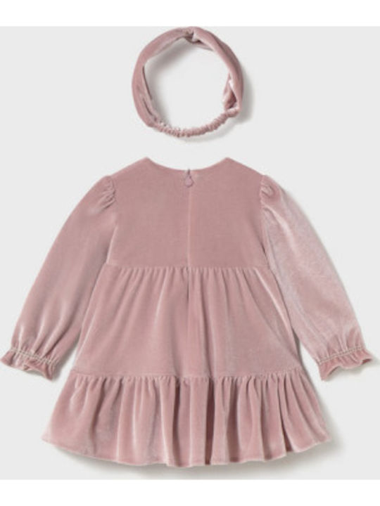 Children's Dress Long Sleeve Velvet Pink
