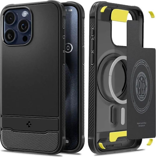 Spigen Rugged Armor MagFit Back Cover Σιλικόνης 2mm Μαύρο (iPhone 15 Pro Max)