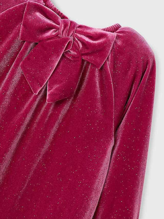 Sparkles Children's Dress Long Sleeve Velvet Bordeaux