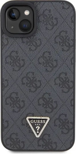 Guess Strass Triangle Metal Logo Задна корица Пластмаса с Каишка Черен (iPhone 15)