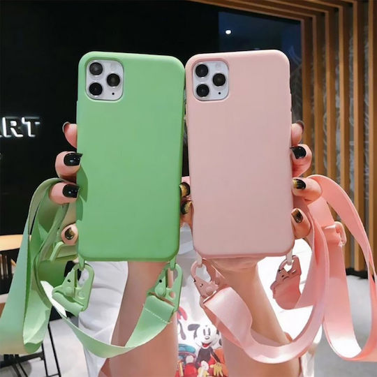 Sonique Carryhang Liquid Strap Umschlag Rückseite Silikon 0.5mm mit Band Flieder (Galaxy A12)