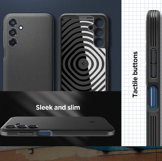 Spigen Essential Sandblast Umschlag Rückseite Silikon Schwarz (Galaxy M35)