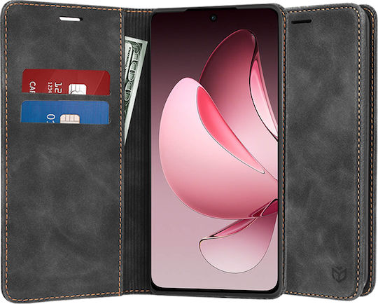 Techsuit Buchen Sie Silikon / Synthetisches Leder Schwarz (Oppo Reno13 F / FS)