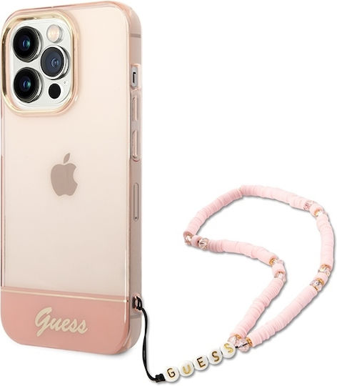Guess Outline Translucent Umschlag Rückseite Kunststoff Pink / Pink (iPhone 14 Pro Max)
