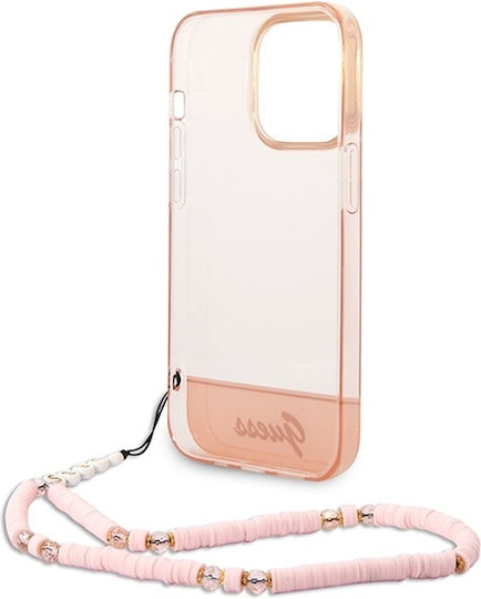 Guess Outline Translucent Umschlag Rückseite Kunststoff Pink / Pink (iPhone 14 Pro Max)