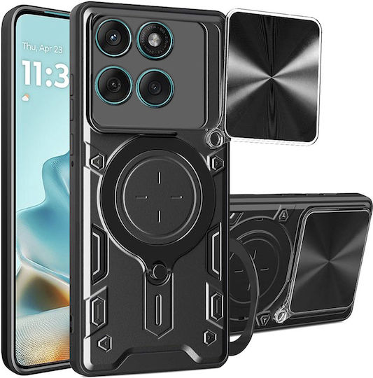 Techsuit Umschlag Rückseite Metallisch Schwarz (Motorola Edge 60, Edge 60 Fusion)