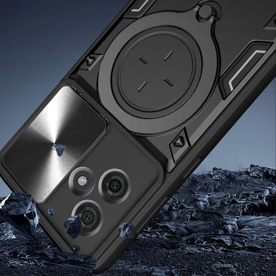 Techsuit Umschlag Rückseite Metallisch Schwarz (Motorola Edge 60, Edge 60 Fusion)
