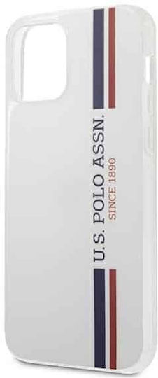 U.S. Polo Assn. Tricolor Pattern Back Cover Silicon Alb (iPhone 12 / 12 Pro)