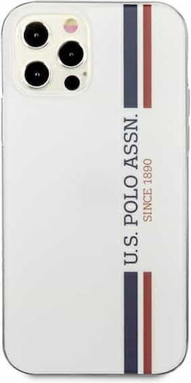 U.S. Polo Assn. Tricolor Pattern Задна корица Силикон Бял (iPhone 12 Pro Max)