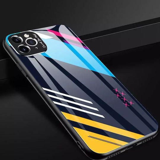 Hurtel Color Glass Pattern 1 Umschlag Rückseite Kunststoff Blue/Yellow/Orange (iPhone 11 Pro Max)