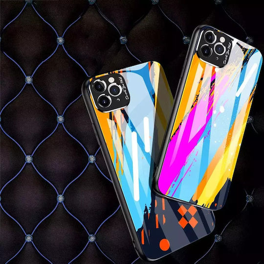 Hurtel Color Glass Pattern 1 Umschlag Rückseite Kunststoff Blue/Yellow/Orange (iPhone 11 Pro Max)