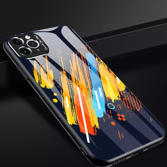 Hurtel Color Glass Pattern 1 Umschlag Rückseite Kunststoff Blue/Yellow/Orange (iPhone 11 Pro Max)