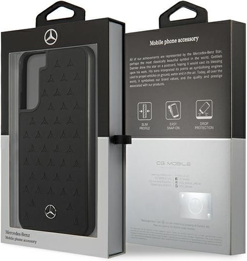 Mercedes-Benz Leather Stars Pattern Back Cover Δερμάτινο Μαύρο (Galaxy S22+ 5G)