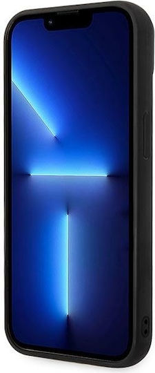 Karl Lagerfeld Faceplate Nylon Puffy Elongated Umschlag Rückseite Synthetisches Leder Schwarz (iPhone 14 Plus)