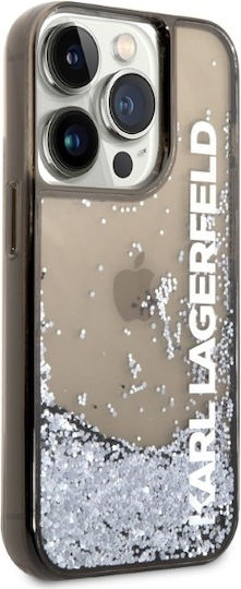 Karl Lagerfeld Liquid Glitter Umschlag Rückseite Silikon Schwarz (iPhone 14 Pro)