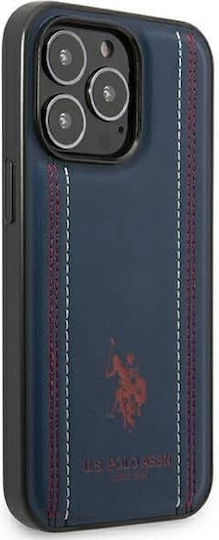 U.S. Polo Assn. Leather Stitch Back Cover Δερματίνης / Σιλικόνης Navy Μπλε (iPhone 14 Pro)