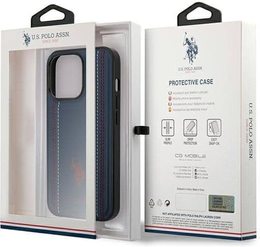 U.S. Polo Assn. Leather Stitch Back Cover Δερματίνης / Σιλικόνης Navy Μπλε (iPhone 14 Pro)