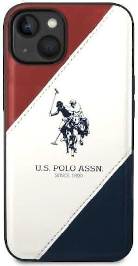 U.S. Polo Assn. Tricolor Embossed Back Cover Synthetic Leather / Silicone Red / White / Blue (iPhone 14 Plus)