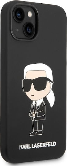 Karl Lagerfeld Ikonik NFT Logo Umschlag Rückseite Silikon Schwarz (iPhone 14 Plus)