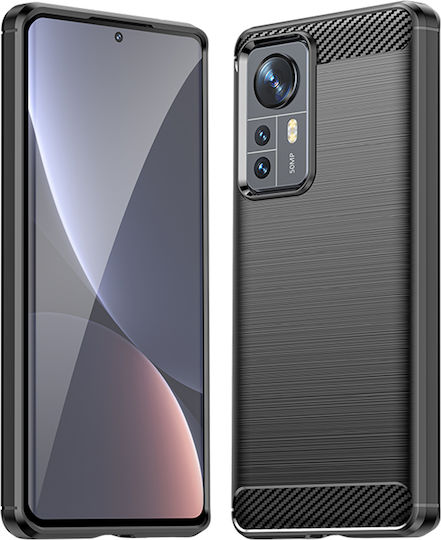 Techsuit Carbon Umschlag Rückseite Silikon Schwarz (Xiaomi 12 / 12X)