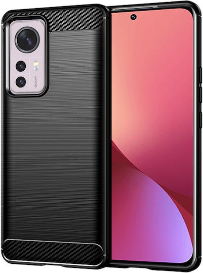 Techsuit Carbon Umschlag Rückseite Silikon Schwarz (Xiaomi 12 / 12X)