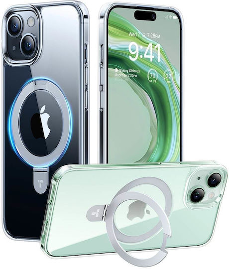 Torras Upro Ostand Clear Back Cover Tempered Glass Magnetic Transparent (iPhone 15)