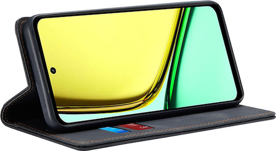 Techsuit Back Cover Silicon / Piele artificială Negru (Realme C67)