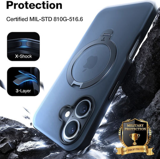 Torras Ostand Back Cover Silicon Negru (iPhone 16)