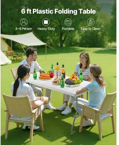 Vevor Τραπέζι Ατσάλινο για Camping Πτυσσόμενο Λευκό