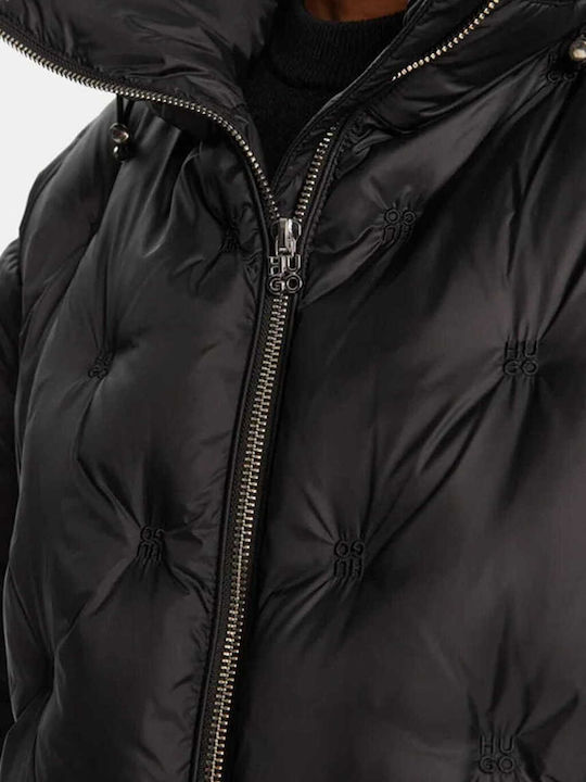 Feneve1 Γυναικείο Puffer Μπουφάν Αδιάβροχο για Χειμώνα Μαύρο