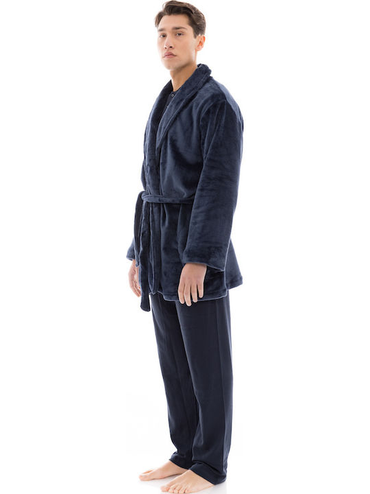 Ulisse Χειμερινή Ανδρική Ρόμπα Fleece Μπλε